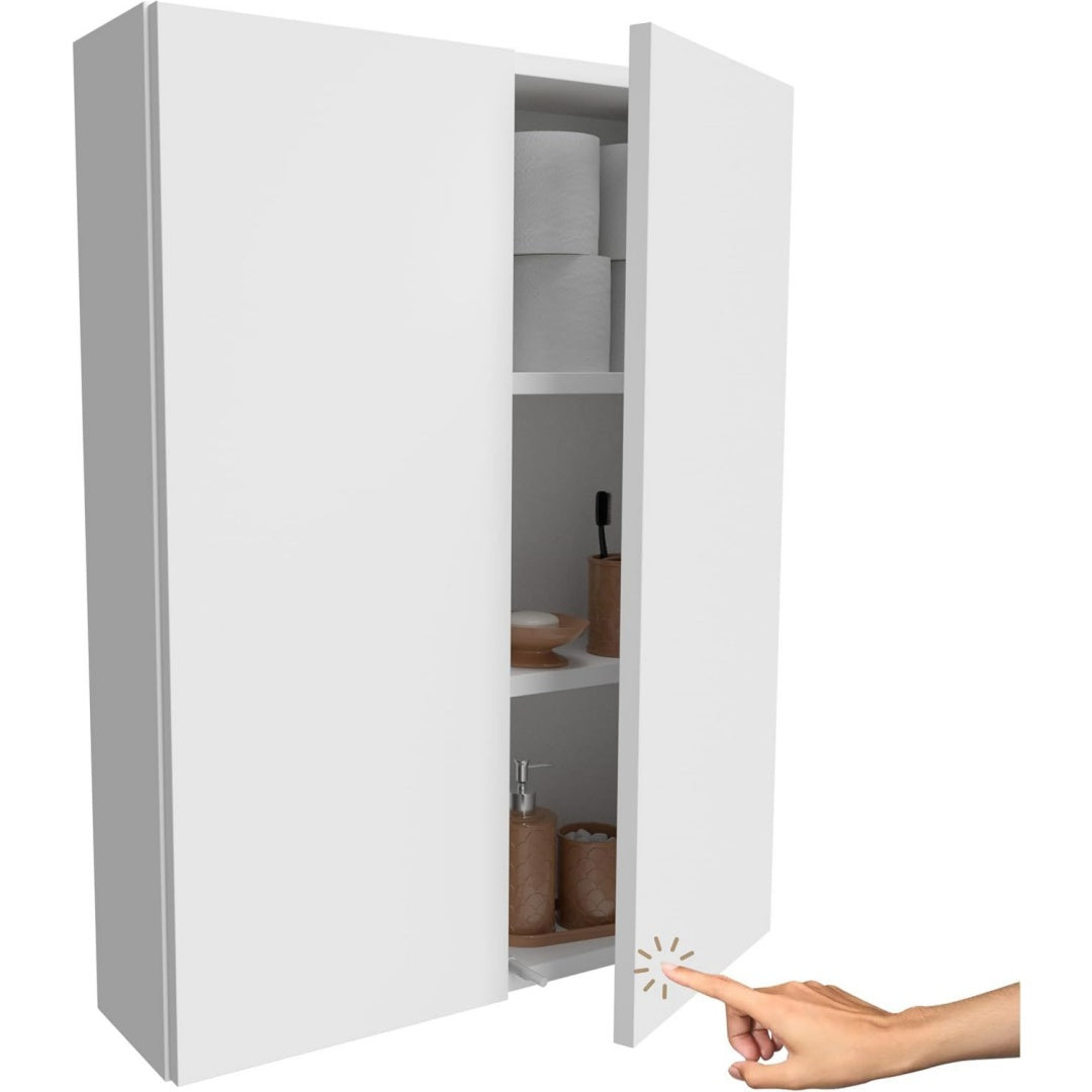 Badezimmerschrank haengend mit Push-to-Open-Fronten Weiss 78x60x17 Waschmaschinenschrank badezimmerschraenke