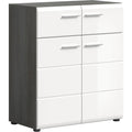 Garderobe Salsa Schuhkommode Kommode Schrank Front MDF TZ Korpus rauchsilber Nb.ca. Weiss hochglanz 80x90x37 cm