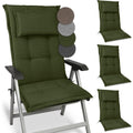 4er Set Premium Gartenstuhlauflage Hochlehner mit robustem Stoff dicke Polster Auflagen UV-Lichtechtheit Sitzkissen Robuster Polsterauflagen