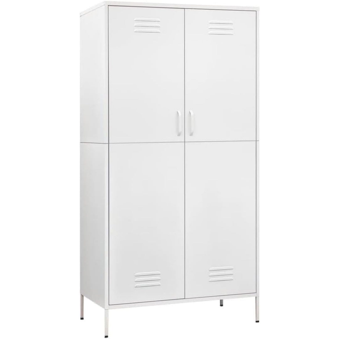Kleiderschrank Garderobenschrank Dielenschrank Schlafzimmerschrank Stahlschrank Lagerschrank Mehrzweckschrank Schrank Stahl Weiss 90x50x180cm