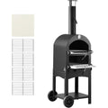 Pizzaofen 12 Zoll Pelletoefen 2-lagiger Pizzaofen mit Holzfeuerung Holzbefeuerter Ofen Outdoor mit 2 abnehmbaren Raedern
