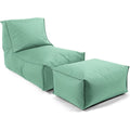 Sitzsack mit Hocker fuer Kinder Erwachsene Der Sundowner Schwarz gruen Bean Bag mit Fuellung oder Bodenkissen fuer Indoor Outdoor auch als Liegekissen