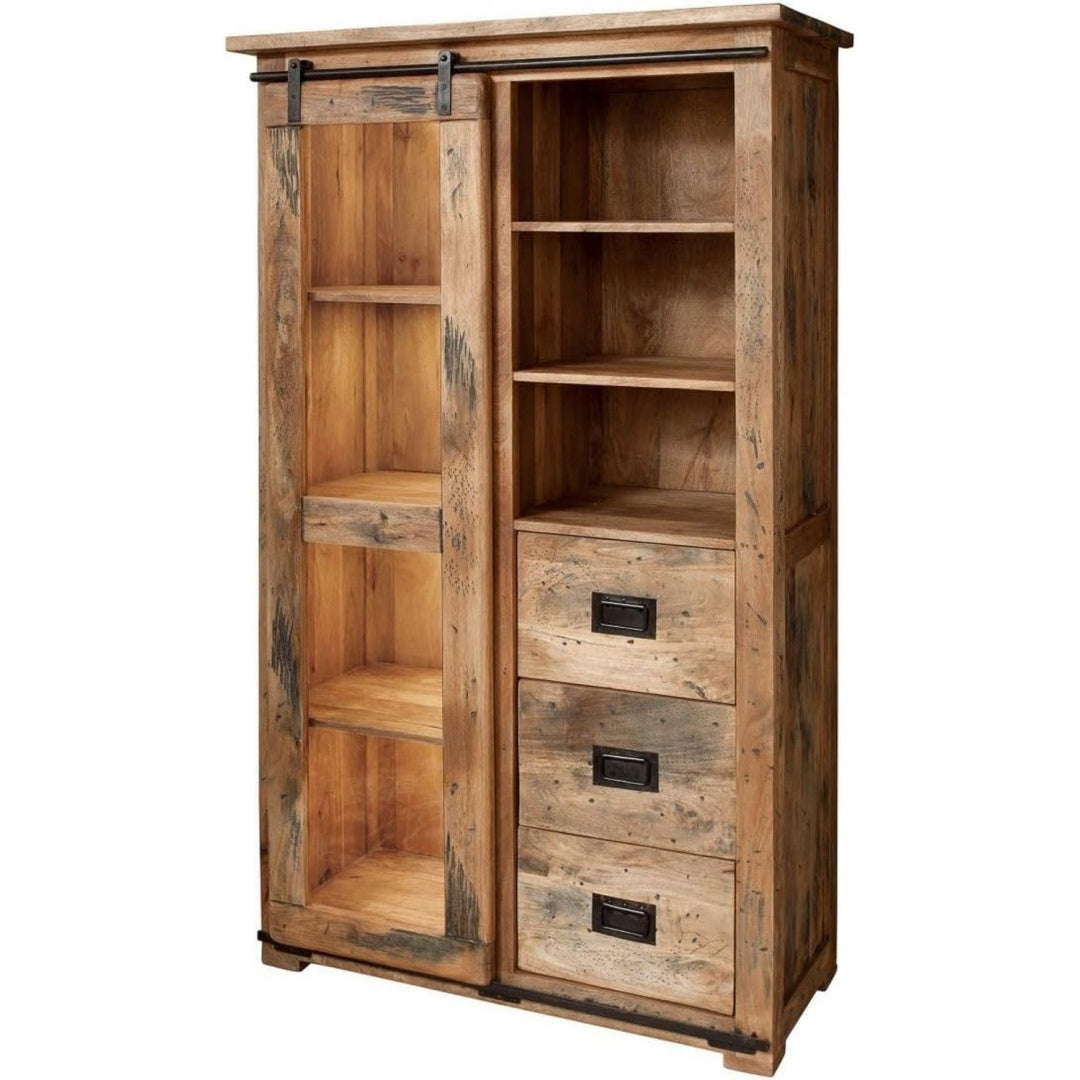 Vitrine Mango Railway #126 (BxTxH)83kgIndustrialmontiertvollmassivMASSIVMOEBEL24.DE natur lackiert 100x45x175