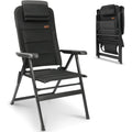 XXL Gartenstuhl Camping Hochlehner klappbar Schwarz bis 150 kg 5-Fach Faltbarer Hochlehner mit 5-fach verstellbarer Rueckenlehne Armlehnen