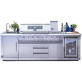 Outdoor-Kueche Outdoorkueche Gasgrill Kuehlschrank Spuelbecken Innenbeleuchtung 6 Brenner Aussenkochfeld Kreamik Backburner Drehspiess edelstahl