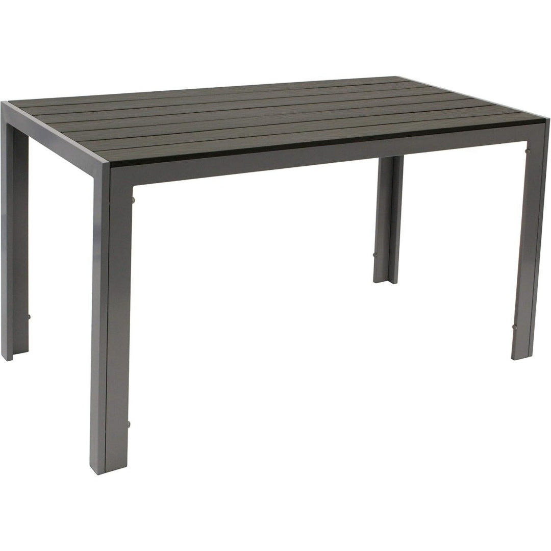 Gartentisch Sorano rechteckig Grau dunkelgrau 70x125cm Gestell Aluminium Silbergrau Tischplatte Kunstholz in Holzoptik