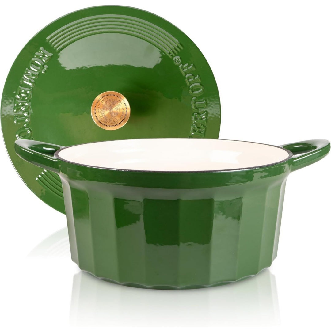 Roemertopf Gusseisen Topf mit Deckel 28 cm Braeter Schmortopf emailliert Grun fuer alle Herdarten inkl. Induktion backofenfest bis 250 C