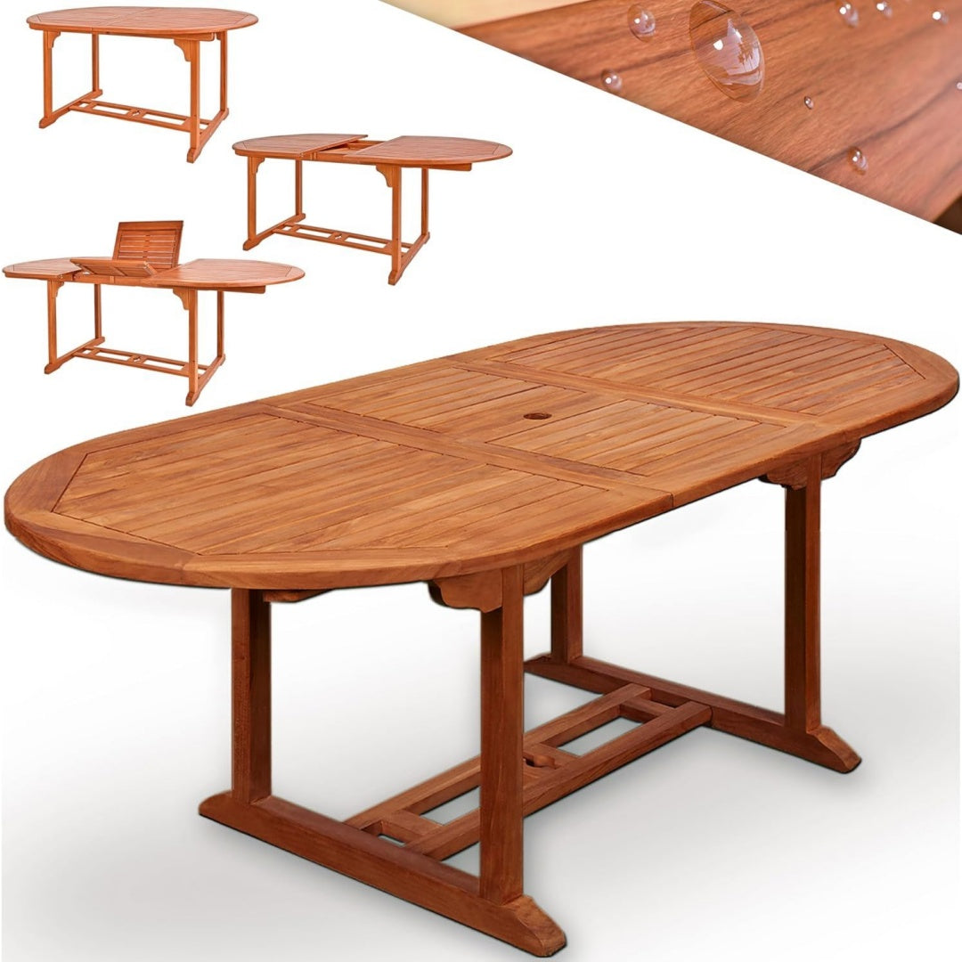 Gartentisch FSC-Zertifiziert Wetterfest Braun holz 200x100cm klappbar 160kg Belastbarkeit