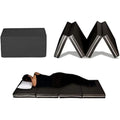 Futonbett Schwarz 80x190 Platzsparende Einzelmatratze -10 cm hoch Klappbar in 4 Teile faltbar und in einen Pouf umwandelbar