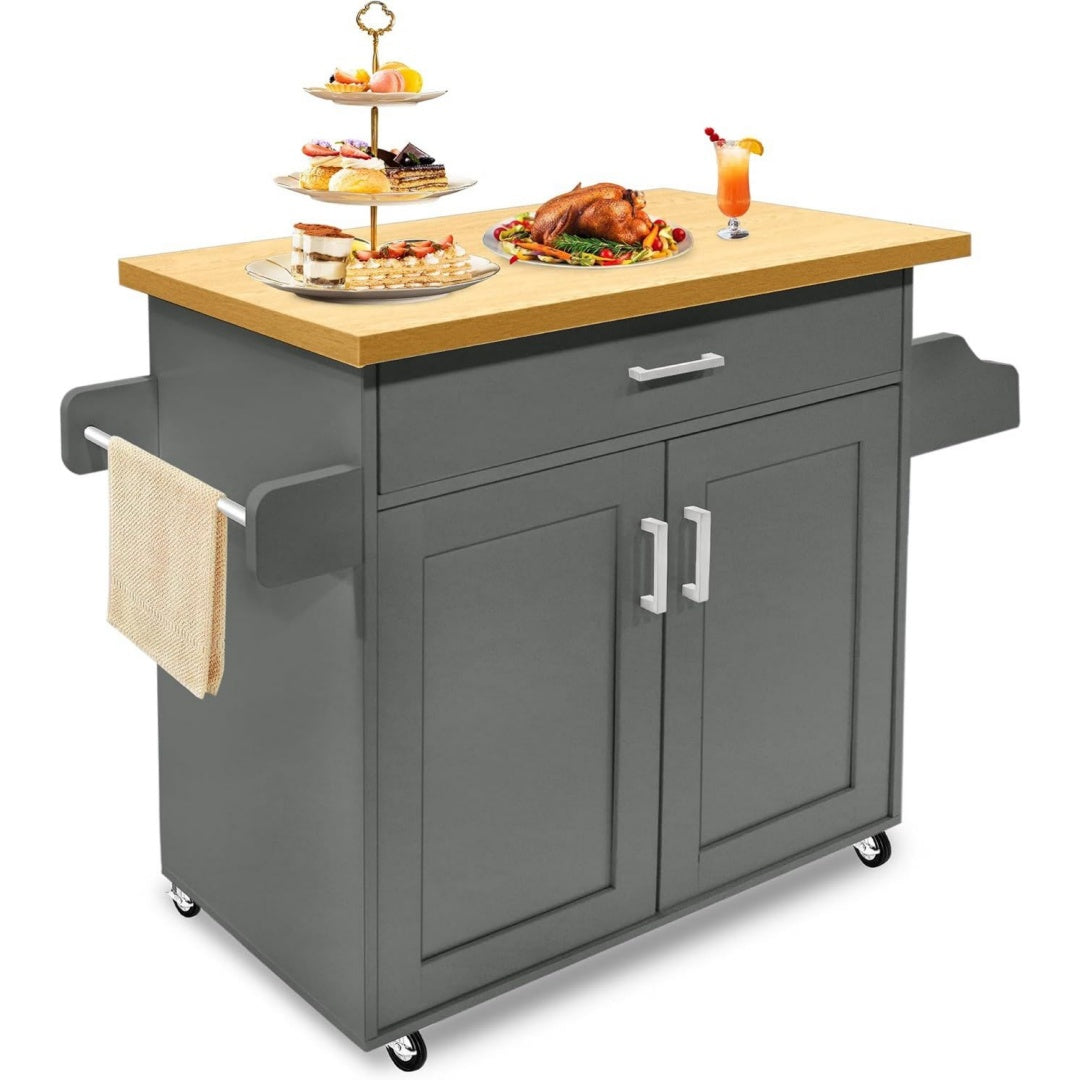 Kuechenschrank Kuechenwagen mit Arbeitsplatte Rollen Schubladen Kueche – Cedarwoven