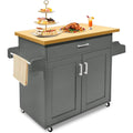 Kuechenschrank Kuechenwagen mit Arbeitsplatte Rollen Schubladen Kuechenwagen Abschliessbar Servierwagen Grau 115x36x90cm