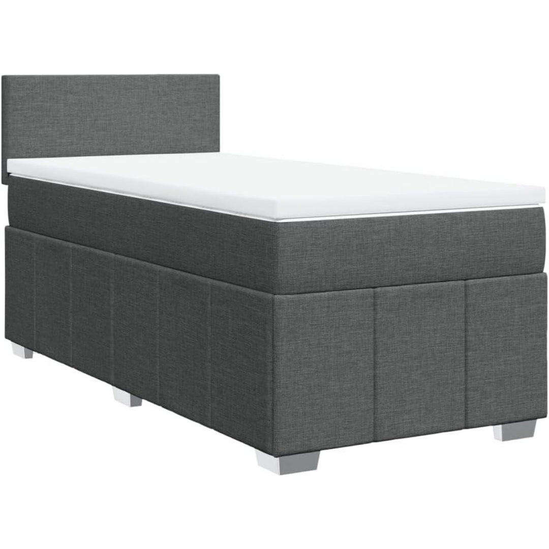 Boxspringbett mit Matratze Stoff Grau dunkelgrau 100x200 cm