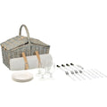 Picknickkorb fuer 4 Personen Kuehltasche Weinglaeser Decke Canele Grau rattan