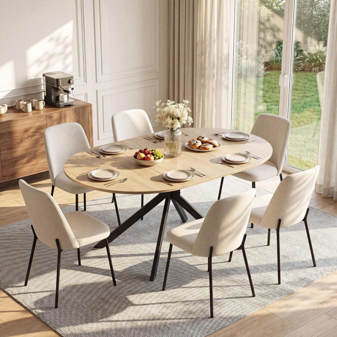 Esstisch Ausziehbar Grau eiche 150 x 76cm Esstisch 110- fuer 4-6 Perso – Cedarwoven