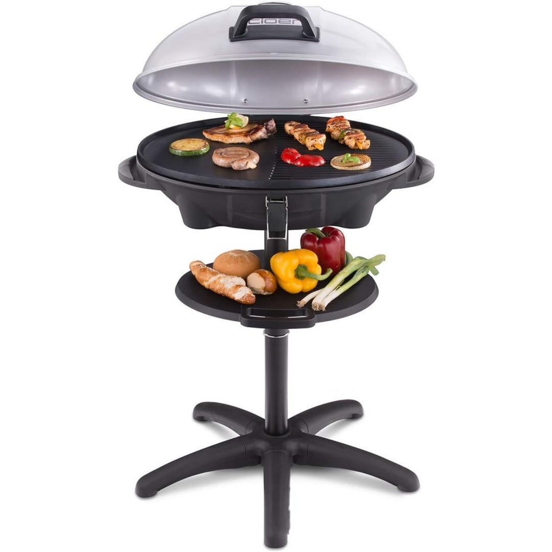 6789 Barbecue-Grill Schwarz 38,5 x 52,5 cm Outdoor Standgrill mit integriertem Thermometer Antihaftbeschichtung