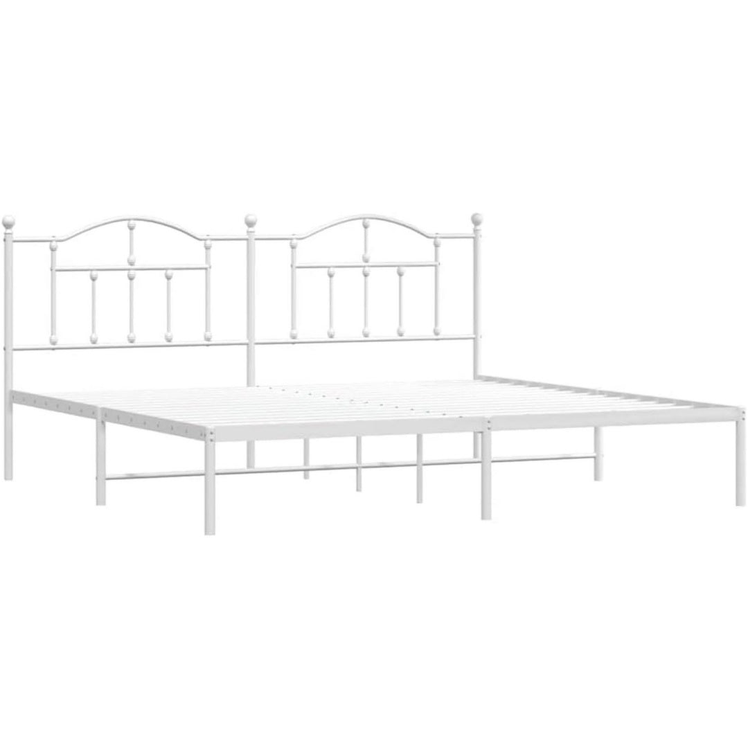 Bettgestell mit Kopfteil Metall Weiss 200x200 cm