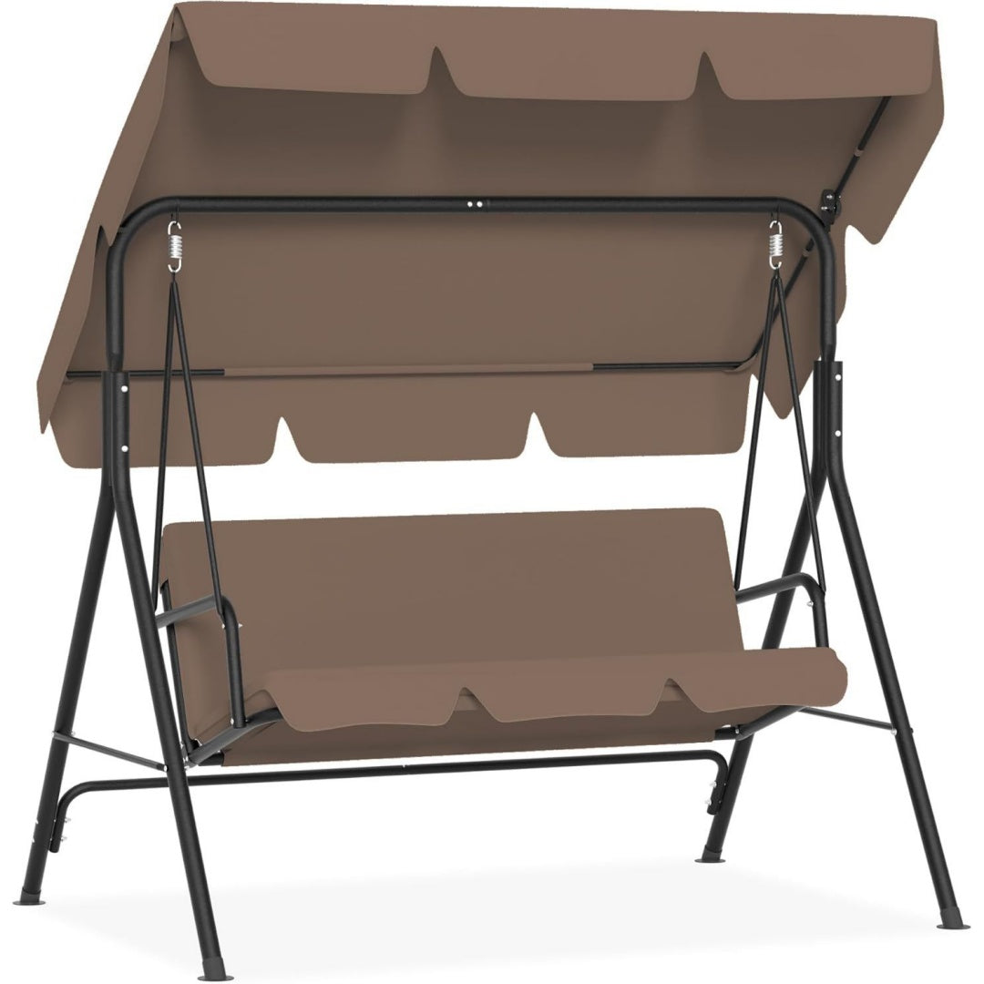 Hollywoodschaukel 3 Sitzer Braun dunkelbraun 176x110x152cm Gartenchaukel mit Verstellbares Sonnendach Schaukelbank bis 200kg Belastbar