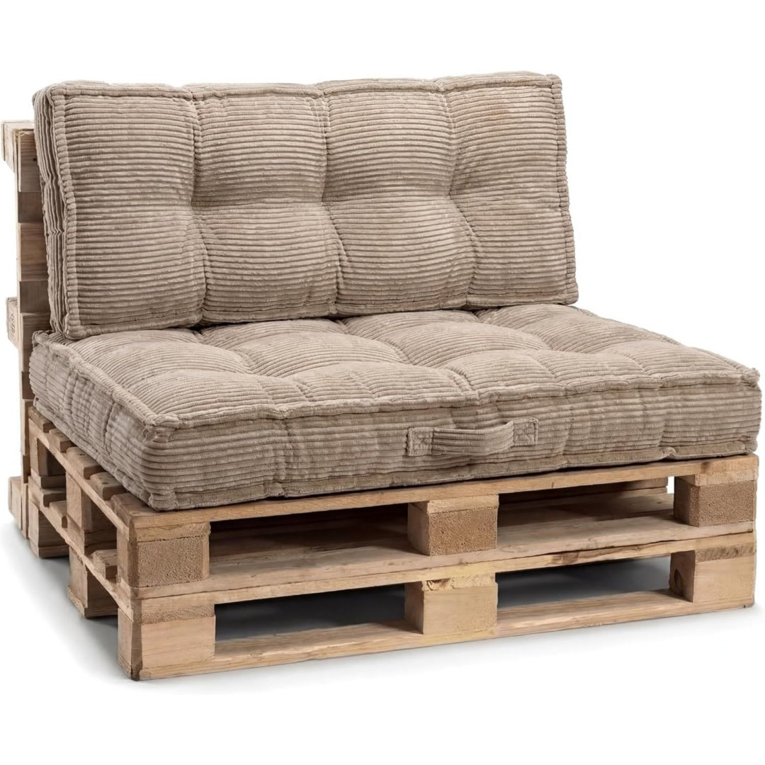 Palettenkissen mit Tragegriff Beige 120x80 Gartensofakissen gefuellt mit zerkleinerter PU-Schaumstofffuellung