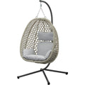 Living Outdoor Haengesessel Rattanoptik/Wetterfester Gartensessel mit Stahlgestell Komfortkissen UV-bestaendig wasserabweisend Grau beige 95 x 103 x