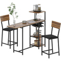 Bartisch mit Barhocker Set Braun Rueckenlehne Klappbar Kueche