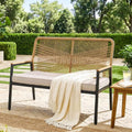 Gartensofa Beige rattan 64x115x94cm 2-Sitzer Rattansofa Sitzbank Outdoor