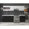 Kueche Omega 240 cm Kuechenzeile Kuechenblock variabel stellbar in Schwarz weiss