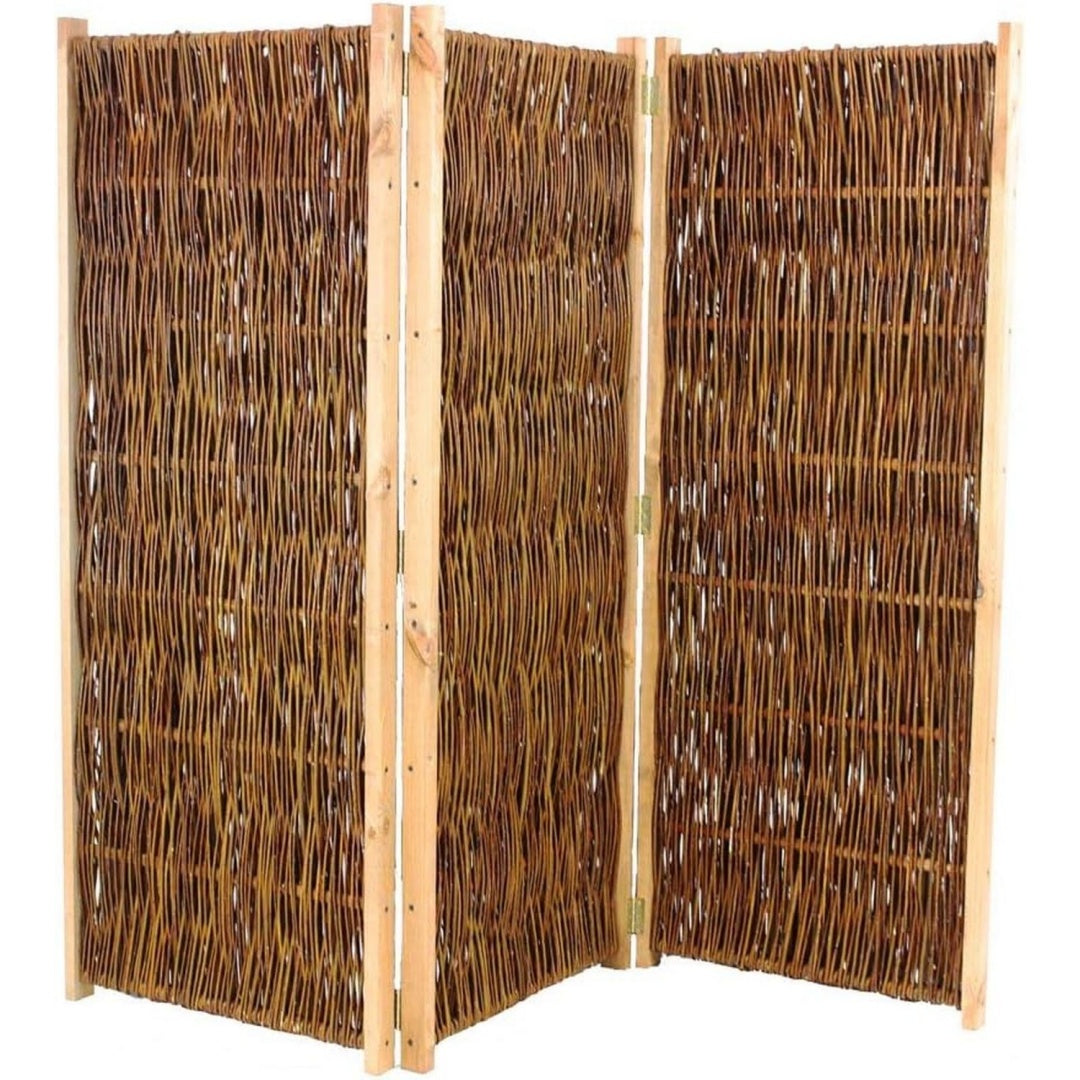Mobile Trennwand Paravent 3teilig aus Weide 180cm x 180cm - Mobiler Raumtrenner Sichtschutz 1