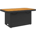 Gartentisch Poly und Akazienholz Schwarz rattan 90x55x71 cm